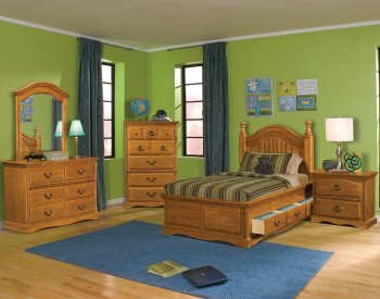 Light Brown Finish Transitional Kids Bedroom w/Optional Bed [HLBS-B900]