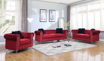 Sahara Sofa & Loveseat Set in Red Fabric w/Options [ADS-Sahara-Red]