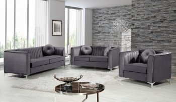 Isabelle 612 Sofa in Grey Velvet Fabric w/Options by Meridian [MRS-612 Grey Isabelle]