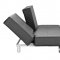 Black Leatherette Modern Convertible Sofa Bed with Folding Arms