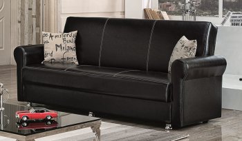 Brooklyn Sofa Bed Convertible in Black Bonded Leather by Empire [MYSB-Brooklyn]