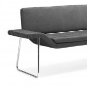 Gray Microfiber Contemporary Bench with Chrome Steel Frame