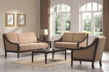 Beige Microfiber Modern 3Pc Sofa, Loveseat & Chair Set [CRS-502900 Uri]