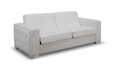 Alfa Sofa Bed Convertible in White Faux Leather by Whiteline