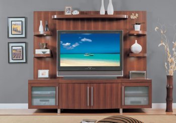 Walnut Finish Contemporary Wall Entertainment Unit [CVTV-Montreal Walnut]