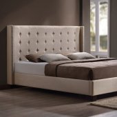 20760 Mallalai Upholstered Bed in Beige Microfiber by Acme