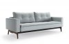 Dual Sofa Bed w/Arms & Wood Legs in Soft Gray by Innovation