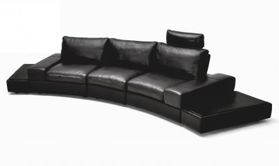 1295B Lilac Sectional Sofa in Black Leather by VIG