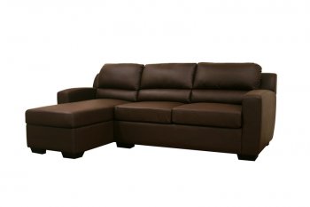 Brown Faux Leather Convertible Sofa Bed Sectional [WISS-Soren]