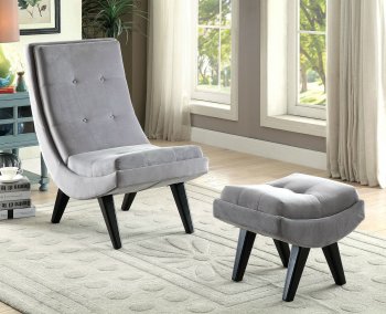 Esmeralda Accent Chair w/Ottoman CM-AC6839GY in Gray Fabric [FACC-CM-AC6839GY-Esmeralda Gray]