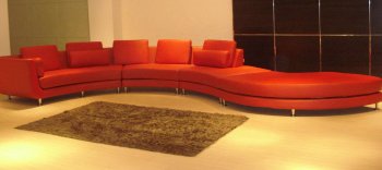 A94 Red Half Leather Modular 4PC Sectional Sofa by VIG [VGSS-A94-Red]