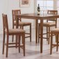 Tobacco Finish Counter Height 5 Pc Contemporary Dinette