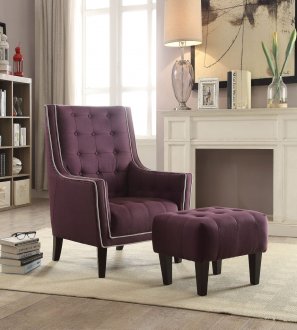 Ophelia Set of Accent Chair & Ottoman 59630 in Purple by Acme