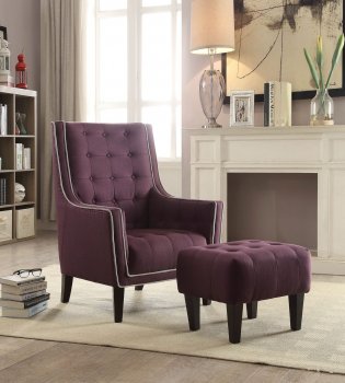 Ophelia Set of Accent Chair & Ottoman 59630 in Purple by Acme [AMAC-59630-Ophelia]