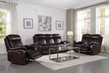 Perfiel Motion Sofa & Loveseat LV00066 Dark Brown Leather - Acme [AMS-SET-LV00066 Perfiel]