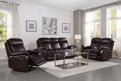 Perfiel Motion Sofa & Loveseat LV00066 Dark Brown Leather - Acme