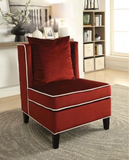 Ozella Accent Chair 59572 2Pc Set in Red Velvet Fabric by Acme