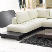 Beige Leather Modern Sectional Sofa w/Wooden Base