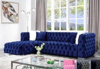 MS2086c Sectional Sofa in Blue Velvet by VImports [VISS-MS2086c Blue]