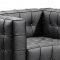 Black Full Leather Contemporary Living Room Sofa w/Options