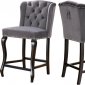 Suri Counter Stool 773 Set of 2 Grey Velvet Fabric by Meridian