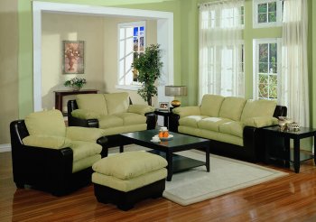 Beige Microfiber Modern Living Room W/Double Cushioned Seats [CRS-331-501351]