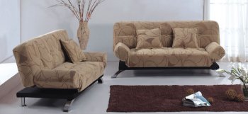 Two-Tone Beige Ornamental Fabric Living Room Set [PKS-S311MB]