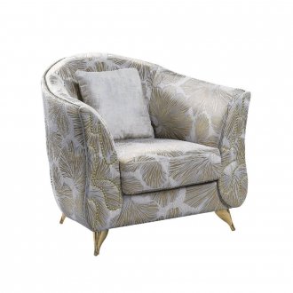 Wilder Chair 54432 in Beige Floral Pattern Fabric by Acme