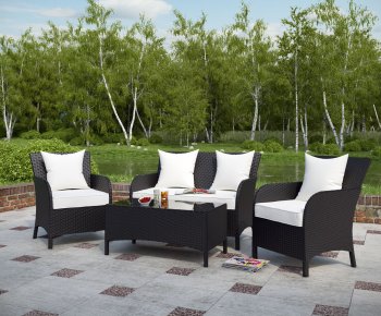 Thrive Outdoor Patio Sofa 4Pc Set in Espresso/White by Modway [MWOUT-Thrive]