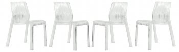 Ruffle Set of 4 Dining Chairs RC21CL in Clear by LeisureMod [LMDC-RC21CL-Ruffle Clear]