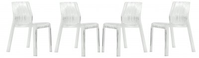 Ruffle Set of 4 Dining Chairs RC21CL in Clear by LeisureMod