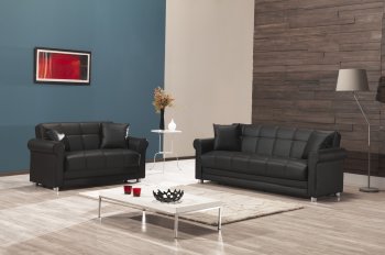 Avalon Zen Black Sofa Bed in Leatherettte by Casamode w/Options [CMSB-Avalon Zen Black]