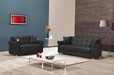 Avalon Zen Black Sofa Bed in Leatherettte by Casamode w/Options