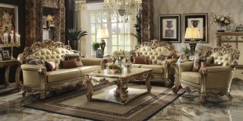 Vendome Sofa 53000 in Bone Leatherette by Acme w/Options [AMS-53000 Vendome]