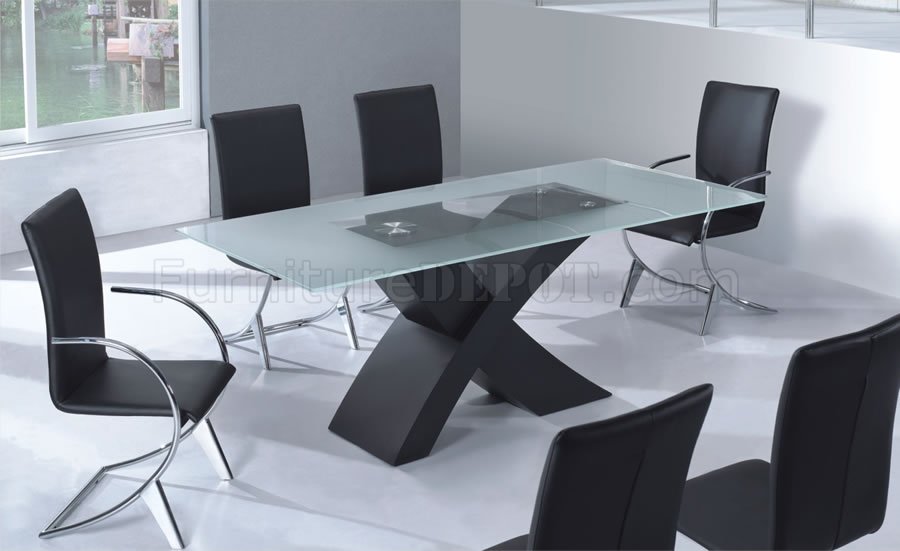 glass dining table cross legs