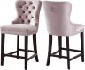 Nikki Stool 741 Set of 2 in Pink Velvet Fabric by Meridian