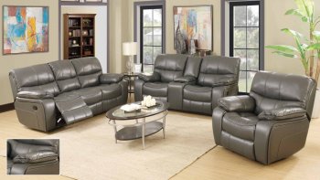 7734 Reclining Sofa in Grey Leatherette w/Options [EGS-7734]