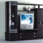 Modern Wenge Finish Entertainment Unit With Glass Door Cabinets