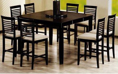 Cappuccino Finish Counter Height Modern 5Pc Dinette w/Lazy Susan