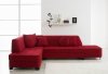 Red Fabric Modern Convertible Sectional Sofa w/Wood Legs