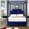 Rowan Upholstered Bed in Navy Velvet Fabric by Meridian w/Canopy