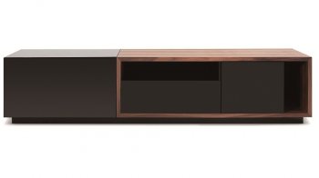 TV047 TV Stand in Black High Gloss/Walnut by J&M Furniture [JMTV-TV047 Black Walnut]