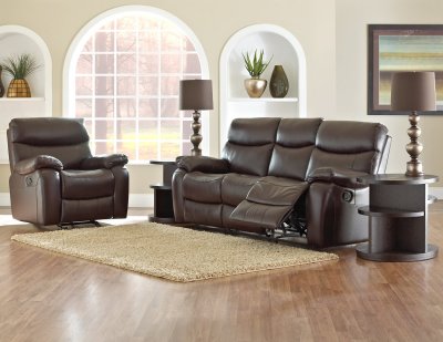 Berry Color Top Grain Leather Comfortable Reclining Living Room