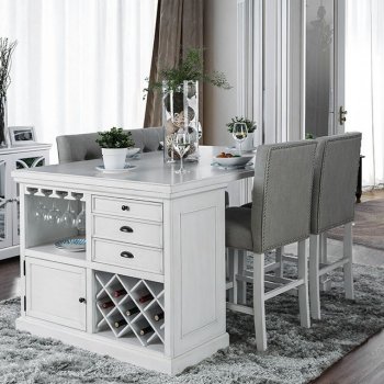 Sutton Counter Ht. Dining Table CM3390PT in Antique White w/Opt [FADS-CM3390PT-Sutton]