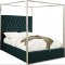 Porter Upholstered Bed in Green Velvet Fabric by Meridian