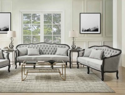 Samael Sofa LV01127 in Light Gray Linen by Acme w/Options