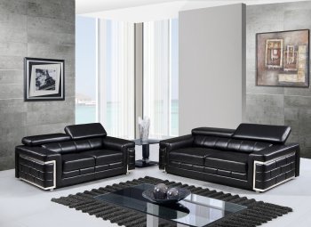 U7940 Sofa in Black Bonded Leather by Global w/Options [GFS-U7940-BL]