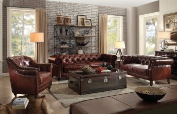 Aberdeen Sofa 53625 in Brown Top Grain Leather by Acme w/Options [AMS-53625-Aberdeen]