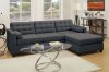 F7587 Reversible Sectional Sofa in Slate Black Fabric by Poundex