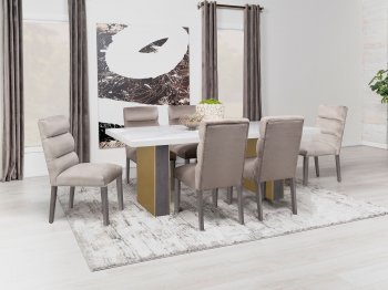 Carla Dining Table 106651 White Marble Top by Coaster w/Options [CRDS-106651 Carla]